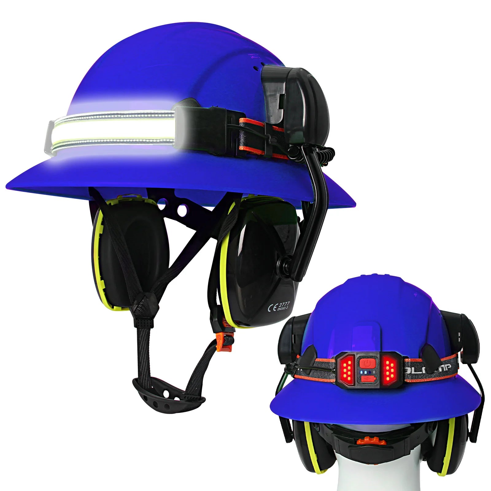 CE Full-Brim Hard Hat - Lightweight Safety Headgear Blue