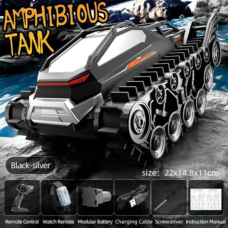 RC Amphibious Tank &ndash; Waterproof All Terrain RC Tank Black dual rc