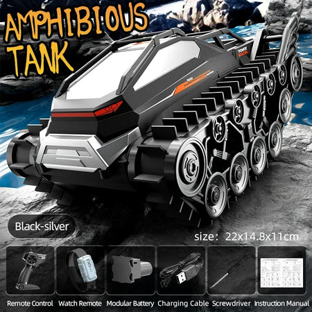 RC Amphibious Tank &ndash; Waterproof All Terrain RC Tank Black dual rc