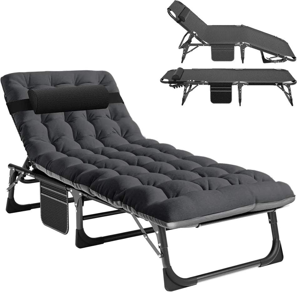 Кемпинговое кресло-кровать с матрасом, складной пляжный шезлонг