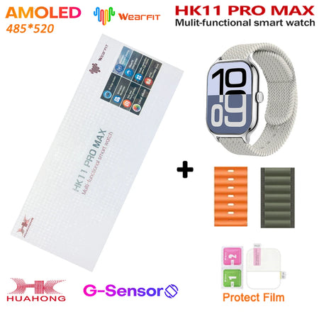 HK11 Pro Max Smartwatch 2025 &ndash; AI Chat Robot AMOLED Display oc-orange-al-green