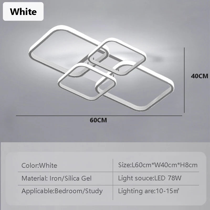 Modern LED Ceiling Lights Square 4 Heads &ndash; Sleek Black White CLX112 White / Warm White