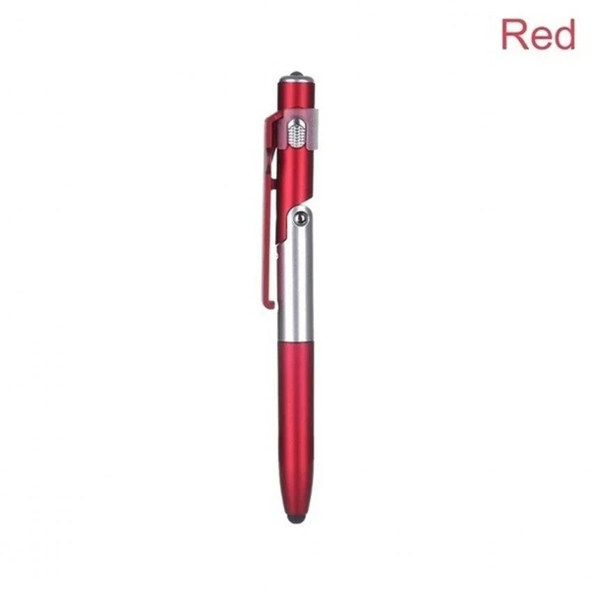4 in 1 Multifunction Ballpoint Pen with LED Light and Phone Holder MP-8878-red