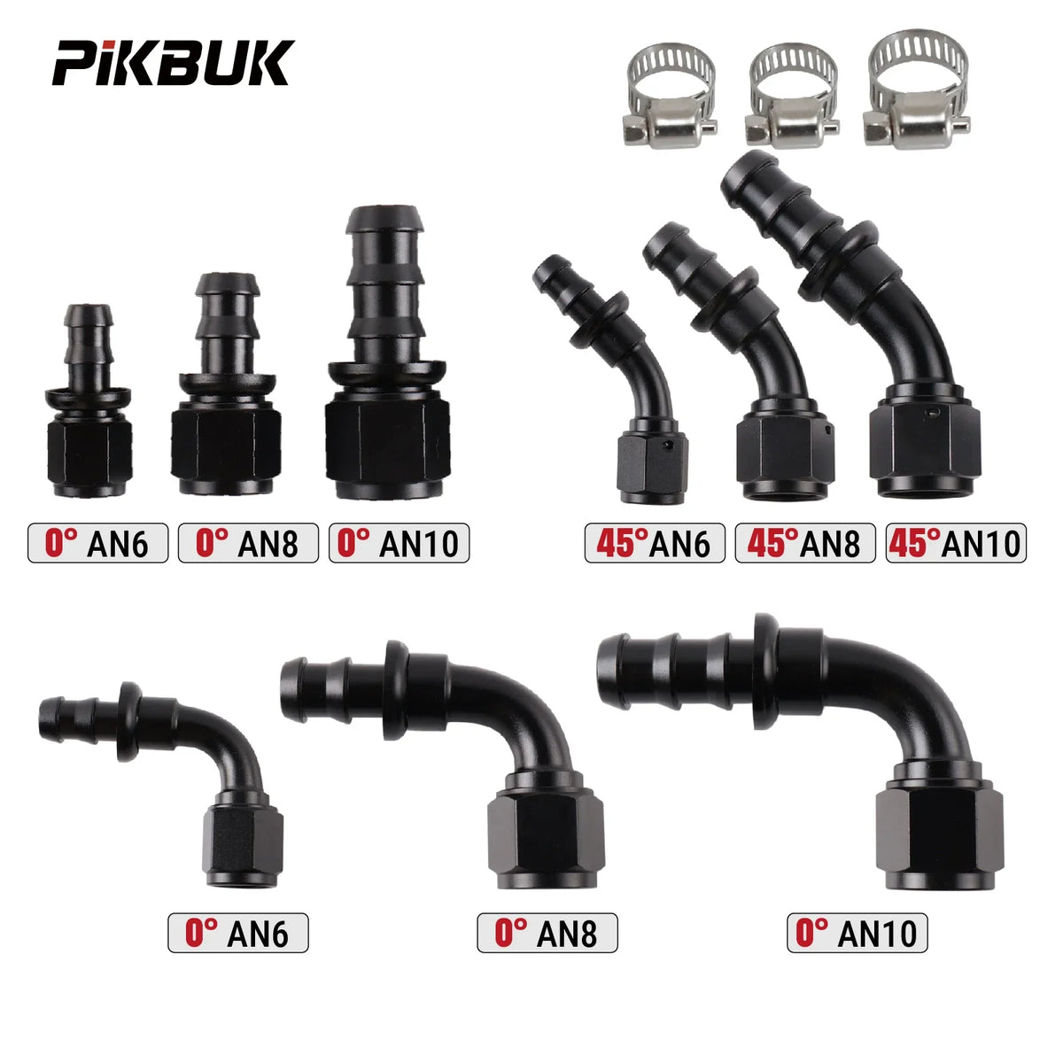 Reusable AN Push-On Hose Fittings With 0 45 90 180 Angles For Fuel Lines by InterCyprus Trading Ltd