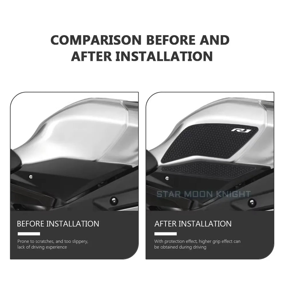 Kit de Almofadas para Depósito Yamaha YZF R1 R1M Feito de Borracha, Almofadas de Tração para Joelho em Três Partes para 2015-2021