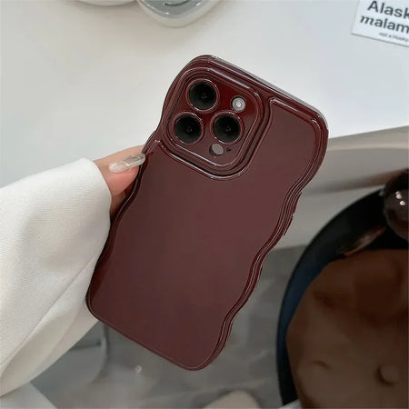 Korean Air Cushion Wave Gorgeous Wine Red iPhone Case - Shockproof &amp; Soft Cover for iPhone 11-16
