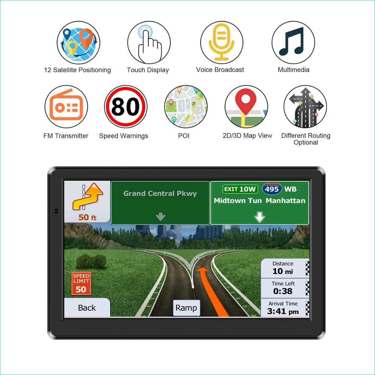 7 Inch 5 Inch HD Car Touch Screen GPS &ndash; Multi-Region Navigation with FM Transmitter