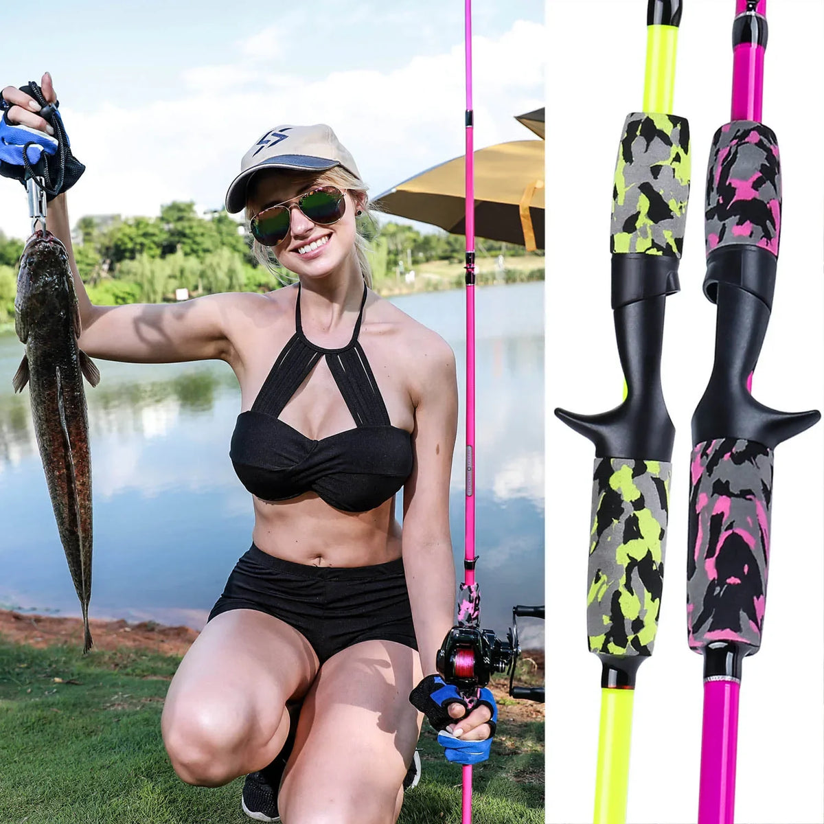 Sougayilang 5 Section Portable Travel Fishing Rod - Ultralight, EVA Handle, Spinning &amp; Casting