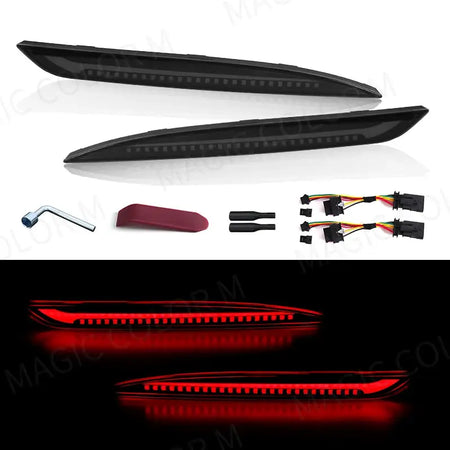 For Tesla Model 3 Model Y 2018 2019 2020 2021 2022 Led Rear Bumper Reflector 3 Functions Brake Light Dynamic Fog Light Red Smoke by InterCyprus Trading Ltd