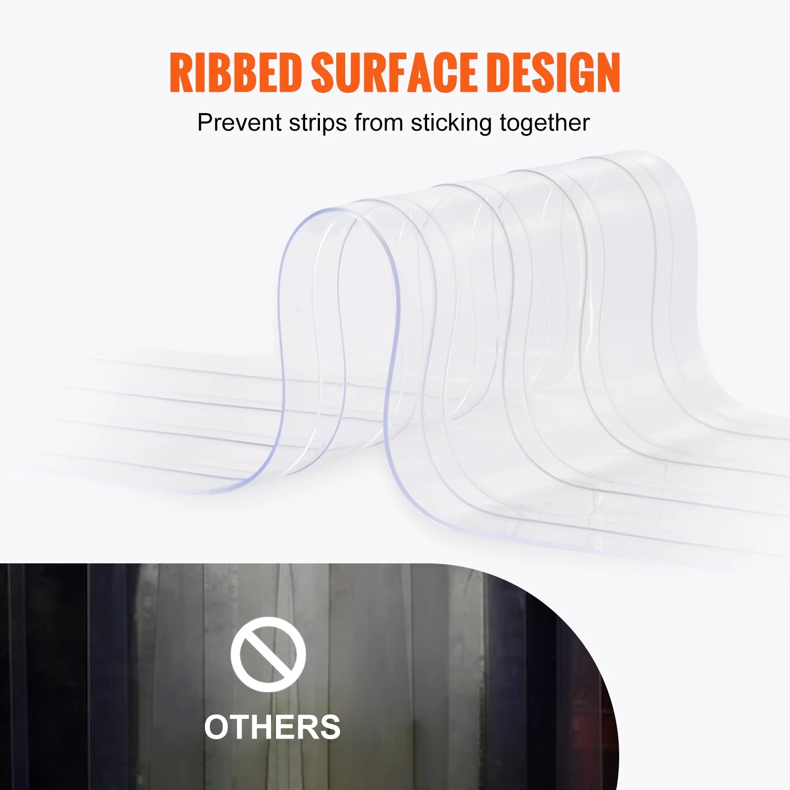 VEVOR 150ft Clear Ribbed Strip Curtain - Durable PVC Roll
