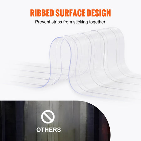 VEVOR 150ft Clear Ribbed Strip Curtain - Durable PVC Roll