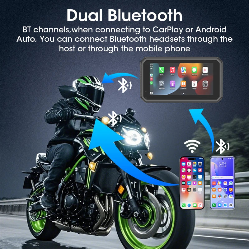 Srnubi 6.25 Inch Moto DVR GPS Motorcycle Navigator &ndash; Wireless CarPlay and Android Auto Support