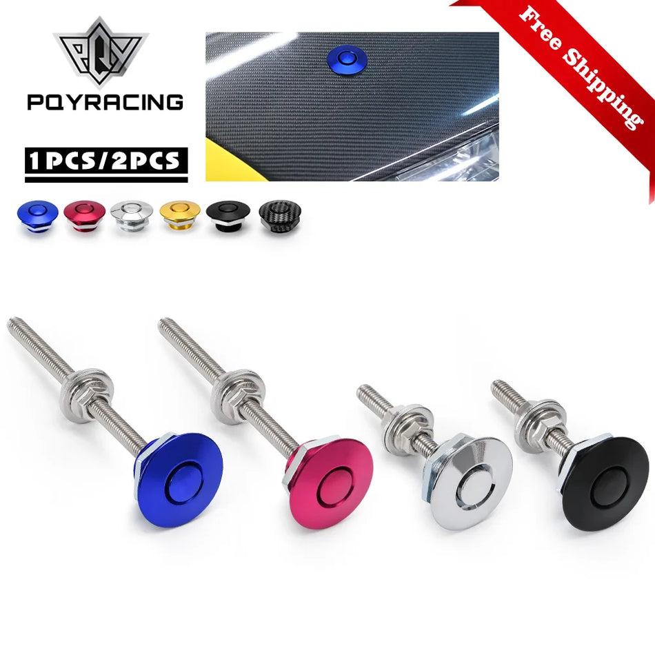 PQY HPL04 05 Hood Pins Lock Kit With Push Button Billet Aluminum Quick Latch