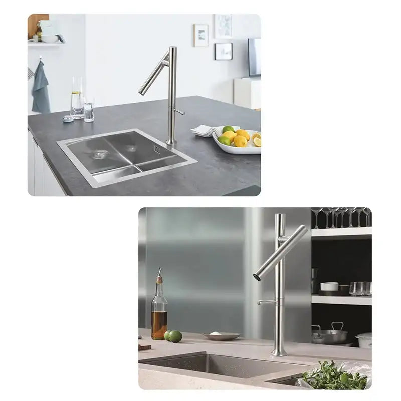 304 Stainless Steel Sink Kitchen Faucet Mixer Water Cold Hot Taps Single Handle 360 Rotation Ceramic Valve Folding