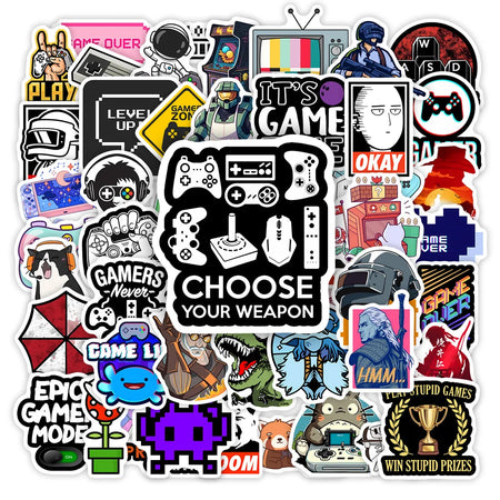 Cartoon Video Game Stickers - Fun DIY Decals for Kids and Adults 10pcs-RANDOM / CHINA
