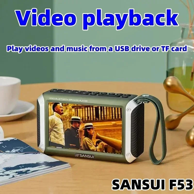 SANSUI F53 Wireless Bluetooth Speaker with LED Display, FM Radio, and MP4 Player