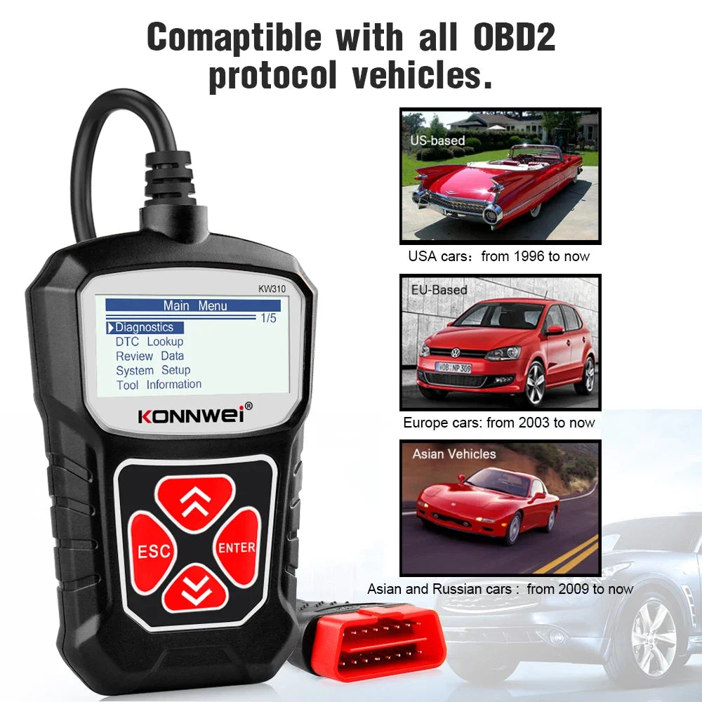 KONNWEI KW310 OBD2 Scanner - Multi Language Support