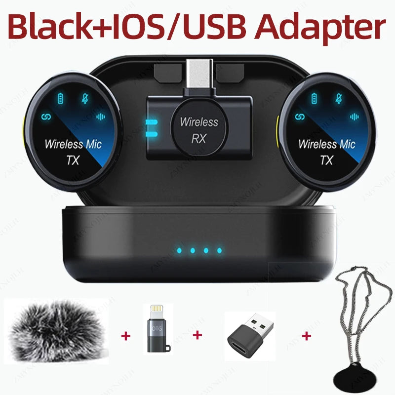 New Magnetic Wireless Lavalier Microphone &ndash; Noise Canceling Type-C IOS USB-Black