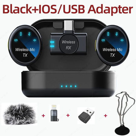 New Magnetic Wireless Lavalier Microphone &ndash; Noise Canceling Type-C IOS USB-Black