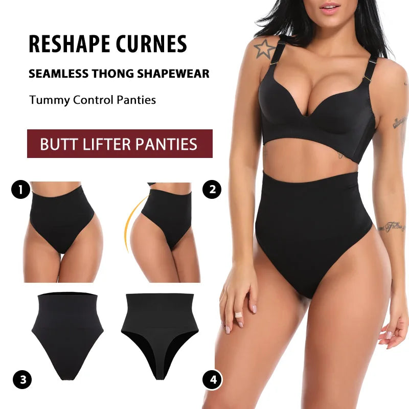 High Waist Thong Body Shaper with Tummy Control and Butt Lifter