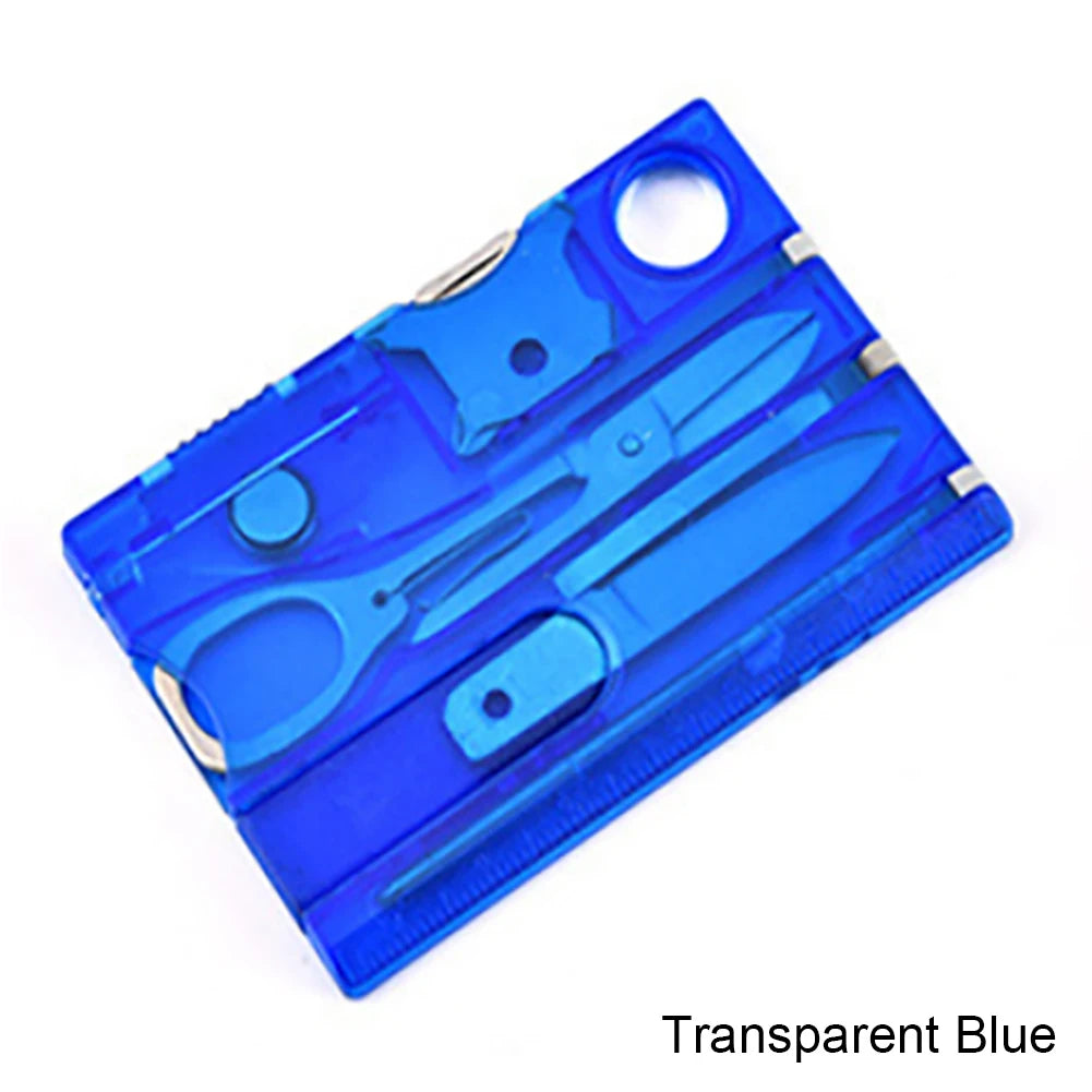 12-in-1 Portable Multi-Tool Card for Outdoor Survival and Camping Blue