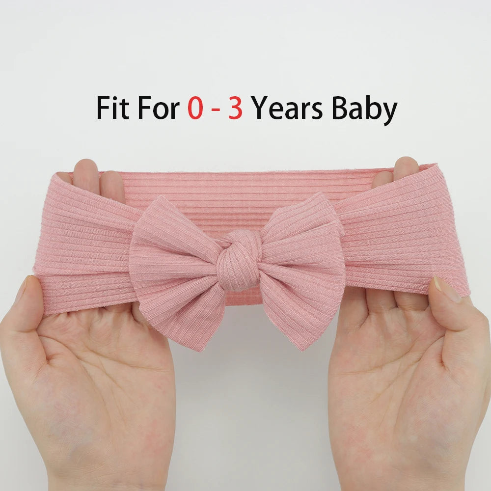 Knit Baby Headband Set - 3 Soft Nylon Bows for Infant Girls