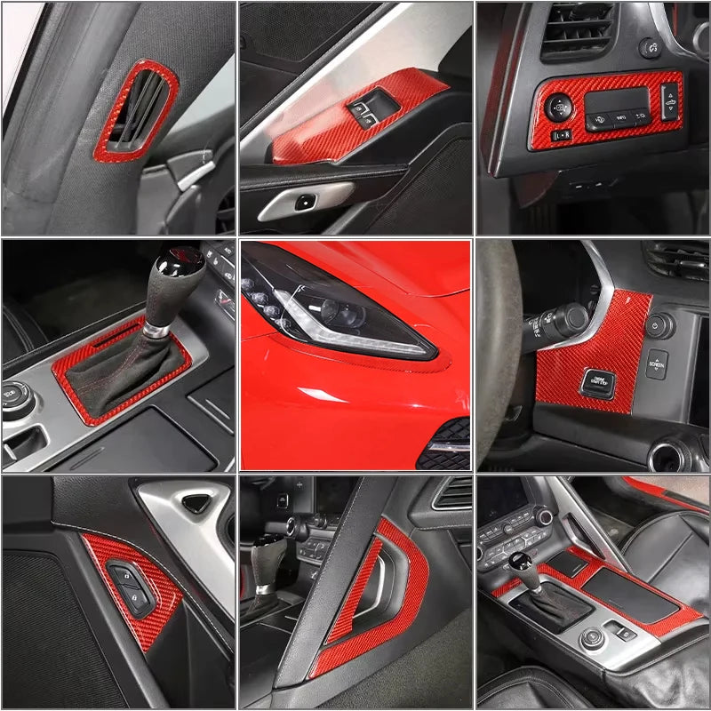 Červená uhlíková vlákna interiérová exteriérová samolepka pro C7 Z06