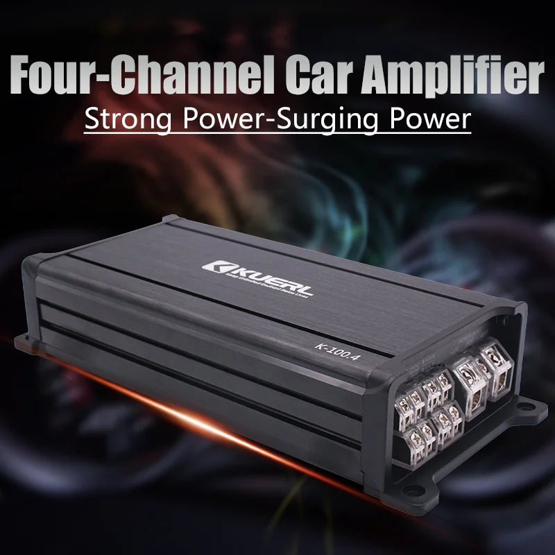 Клас D Цифров 4-канален Автомобилен Укрепител Висока Мощност, Алуминиев Сплав K100