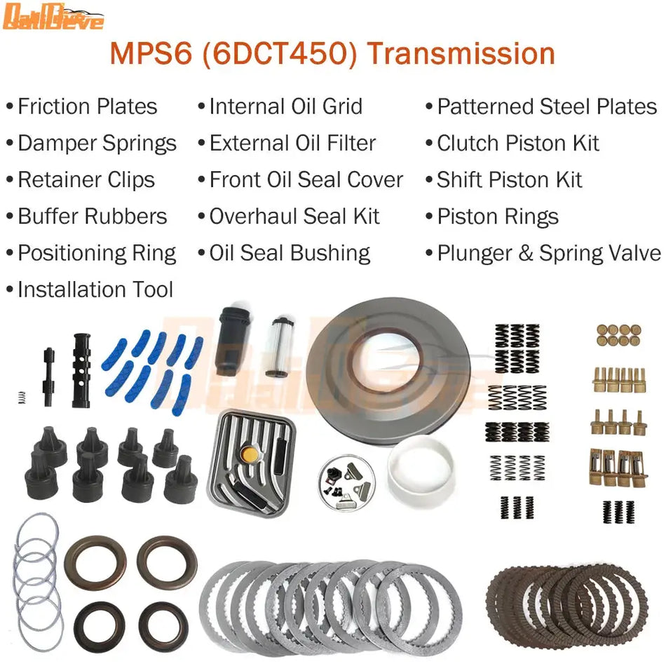 MPS6 6DCT450 Transmission Rebuild Parts Kit Clutch Spring Retainer Clip Front Cover Oil Filter Piston Seal For Ford Volvo by InterCyprus Trading Ltd