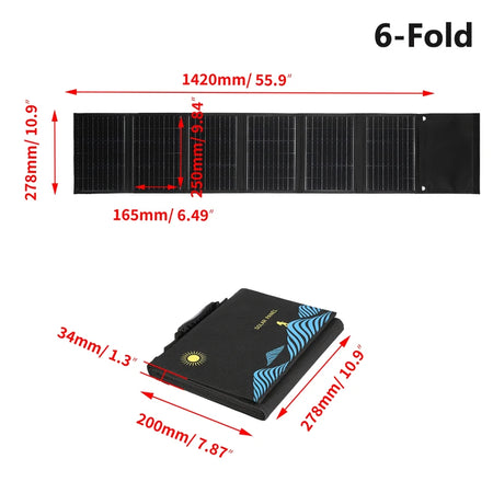 1000W Foldable Solar Panel 18V &ndash; USB DC Output For Outdoors 6-Fold