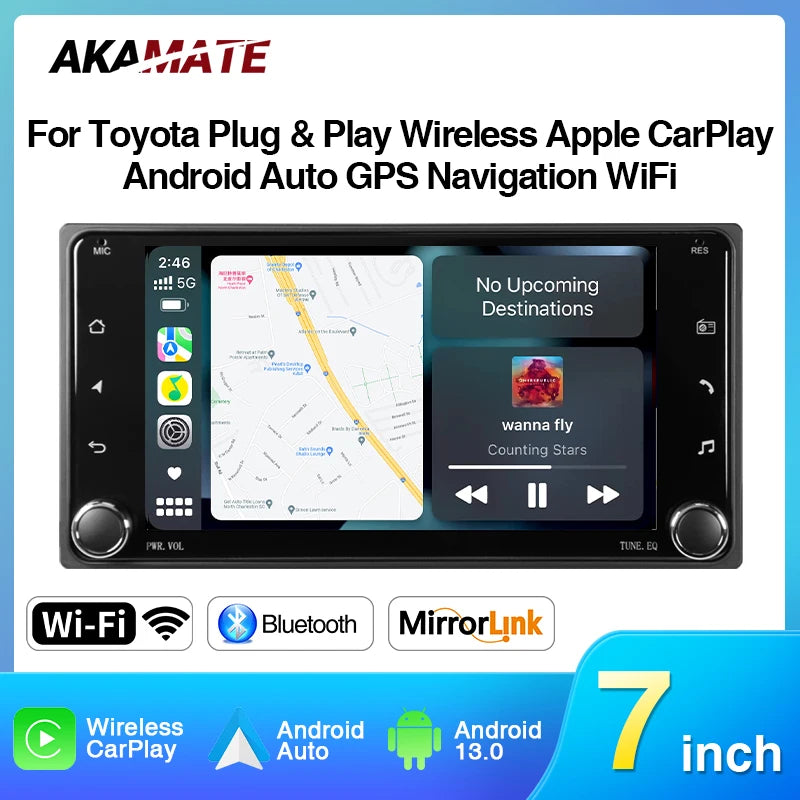 Toyota 7 Inch Universal Car Radio &ndash; Wireless CarPlay 4G 32G LED / None