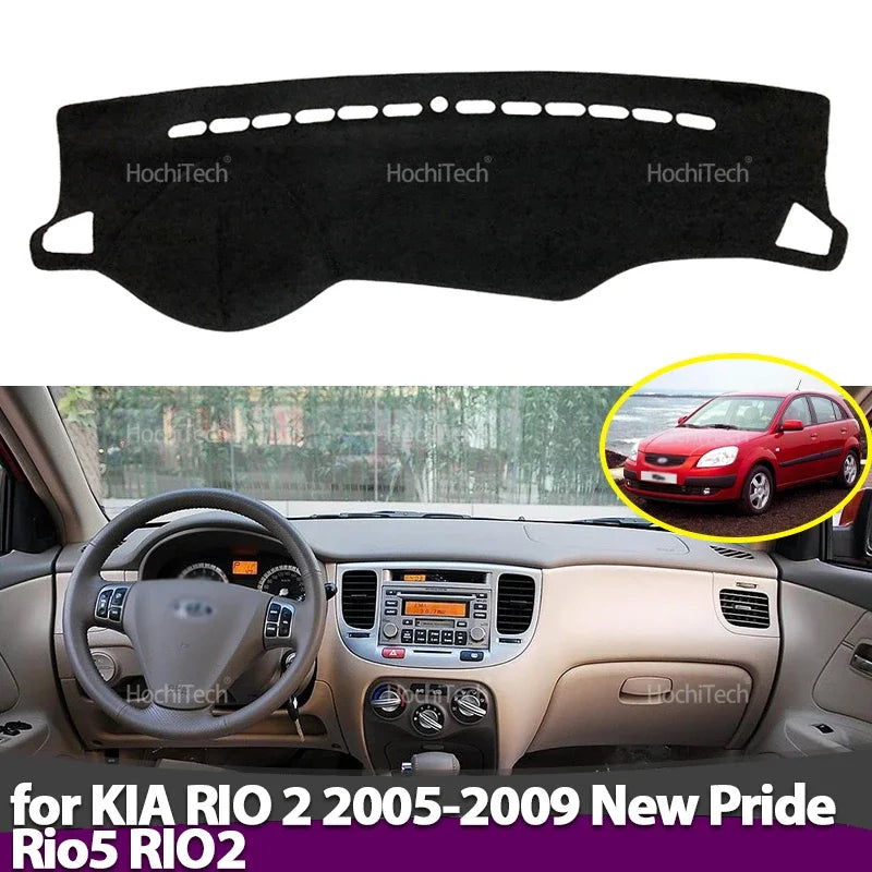 Capa de Painel Antiderrapante para Kia Rio 2 2005-2009 Preta