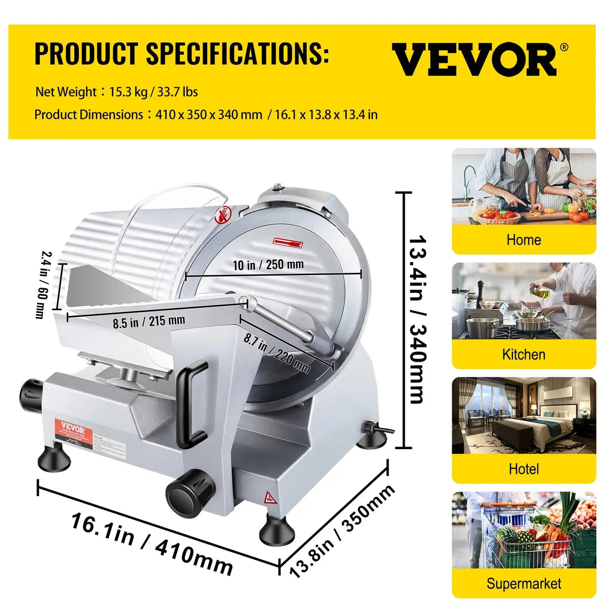 Commercial Meat Slicer 10 Inch Blade Electric Deli Slicer 240W / Poland