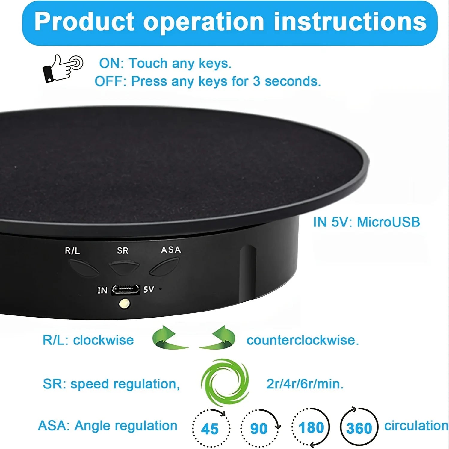 Electric Rotating Display Stand - 3 Speeds, 360&deg; Rotation, USB/Battery Powered