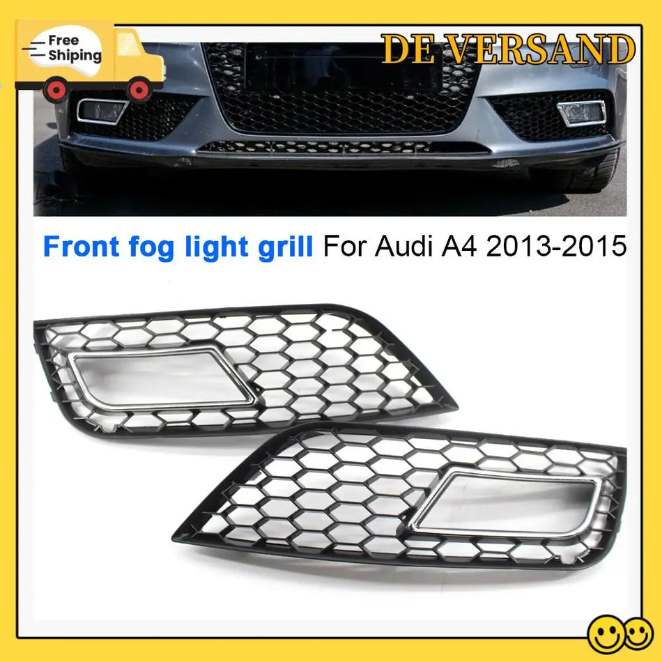 Nebelscheinwerfer-Grill für Audi A4 B9 Front-Unterstoßstange Wabenrahmen Chrom ABS Hochwertiges Aftermarket-Ersatzteil