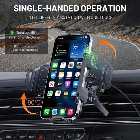 CrownQu 2-in-1 Car Wireless Charger &ndash; 15W Fast Charging Convenience