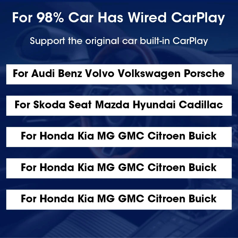 BMW Wireless CarPlay Android Auto Adapter, Plug and Play, Universal Car Stereo Upgrade for Wireless Connectivity