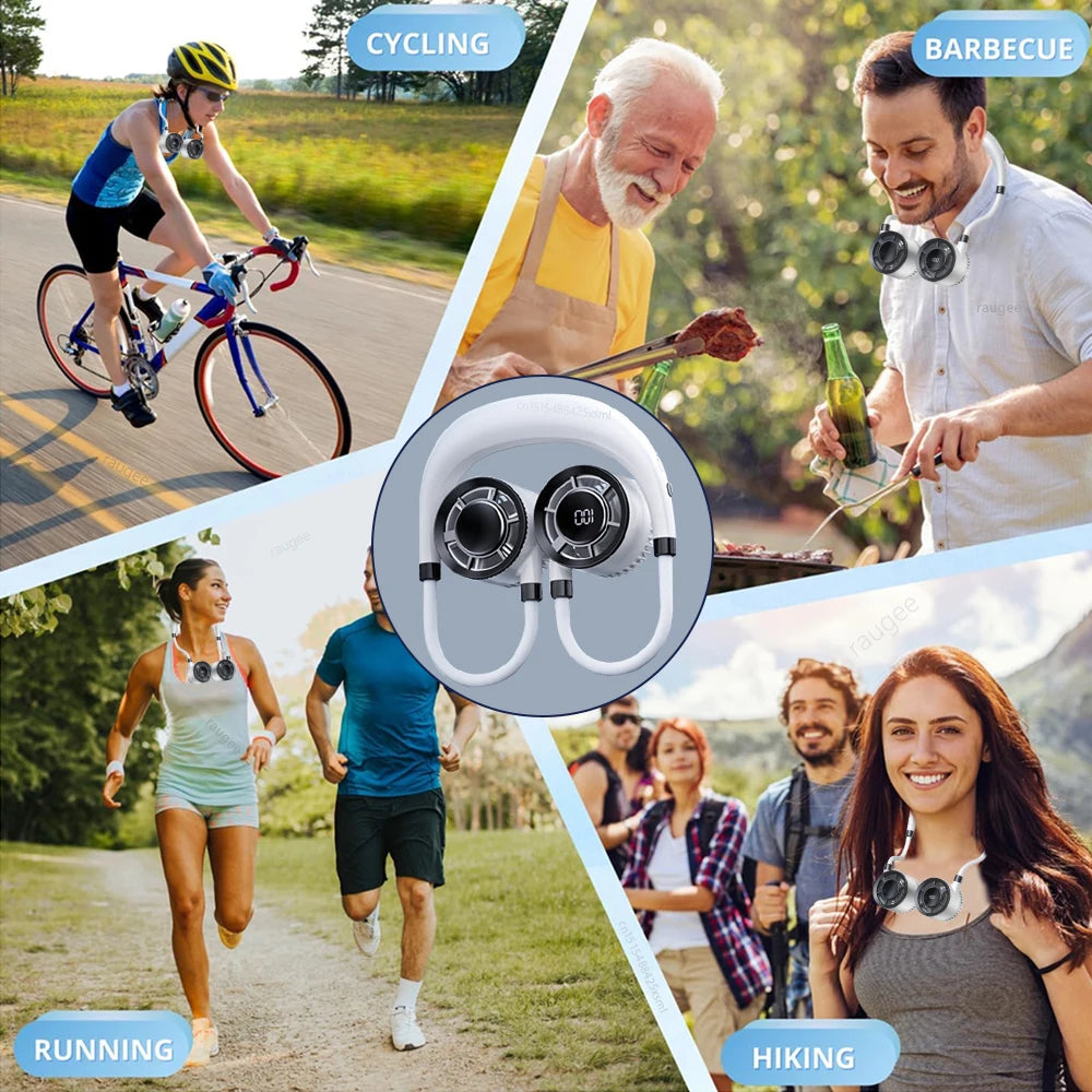 Raugee Portable Neck Fan USB Rechargeable &ndash; Four Speeds