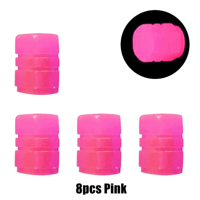 4PCS Motorcycle Valve Caps &ndash; Luminous Design for Enhanced Visibility pink-4pcs