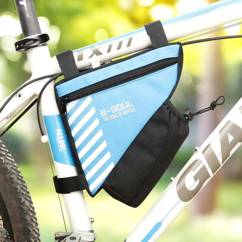 Bolsa triangular impermeable para bicicleta con apertura grande con cremallera, poliéster duradero