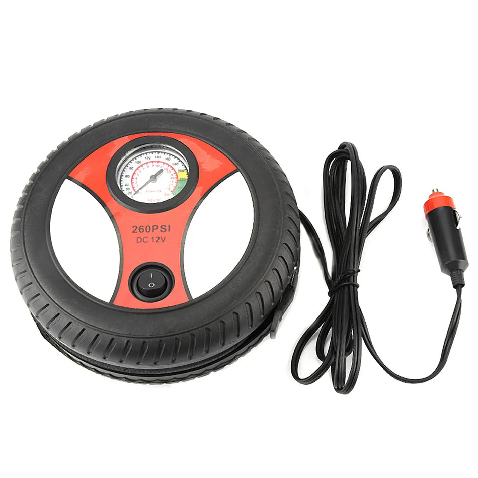 12V Pārnēsājamais Auto Gaisa Kompresors Ar Redzamu Riepu Spiediena Mērītāju