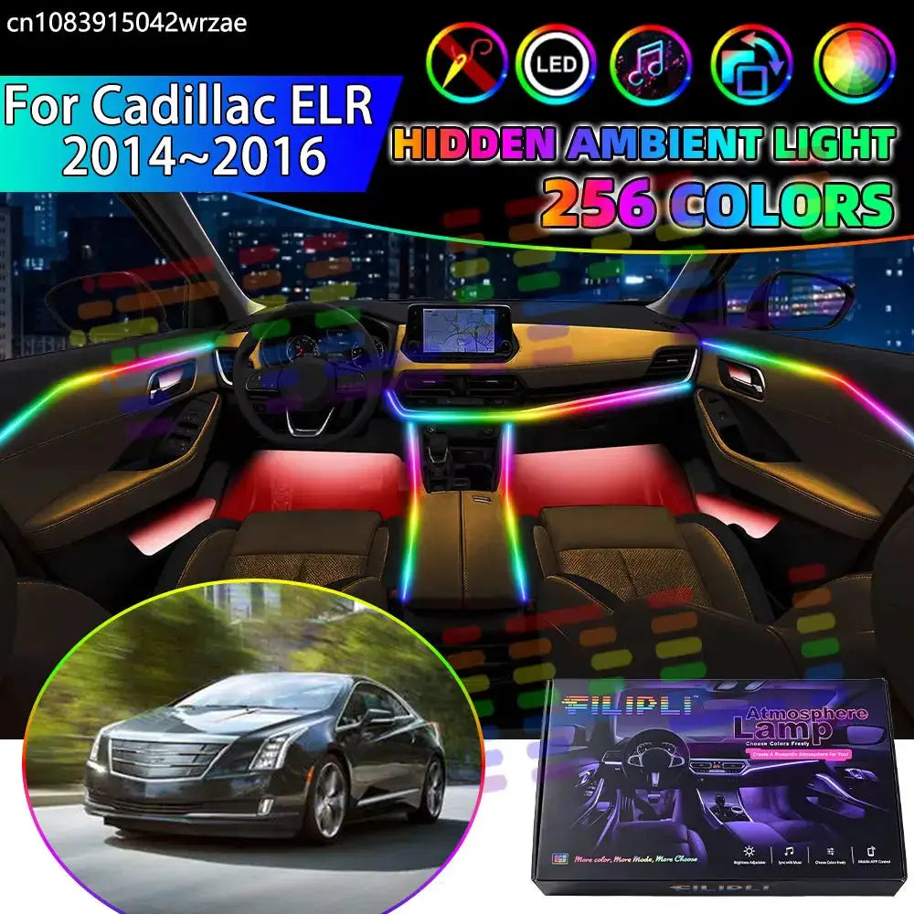 For Cadillac ELR 2014 2015 2016 RGB Car Interior Ambient Lights Strips Breathing Lighting Kit App Control LED strips Auto Parts by InterCyprus Trading Ltd