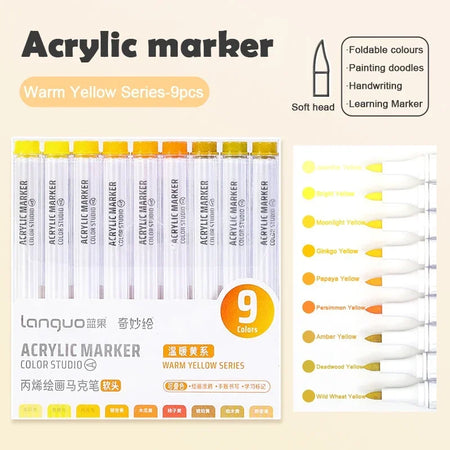 Languo 144/9 Colors Acrylic Paint Pens &ndash; Vibrant DIY Markers 9 Colors I