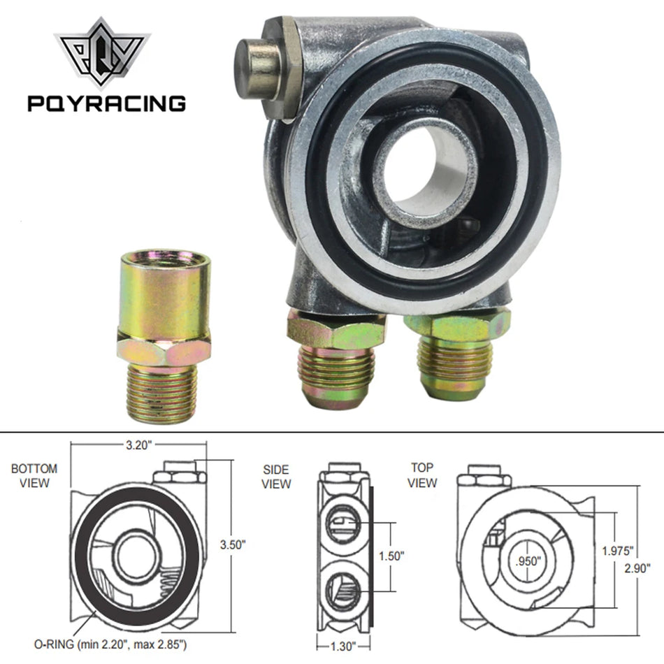 PQY Öl-Kühler Sandwichplatte mit Thermostat-Adapter für 3/4 Zoll, 16 UNF, AN10