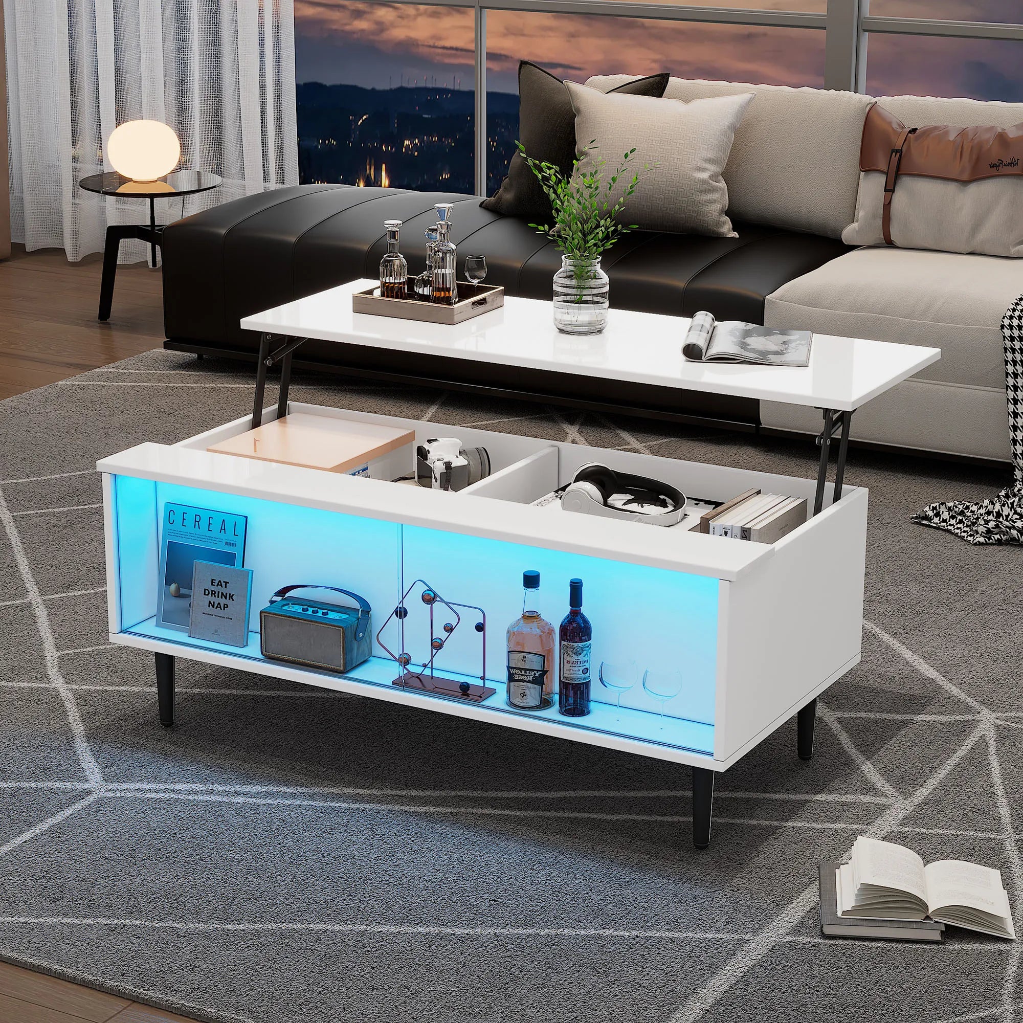 105 x 50 x 43 cm coffee table Height-adjustable coffee table with ...
