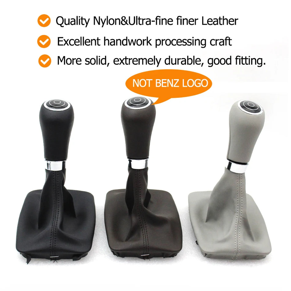 Gear Shifter Knob Leather Boot Cover Chrome Plated for Mercedes-Benz W204 W207 W212 X204