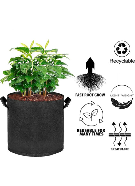 5-Pack Aeration Fabric Grow Bags with Handles - Optimal Plant Health