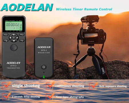 AODELAN Wireless Remote Timer &amp; Trigger for Canon, Nikon, Sony