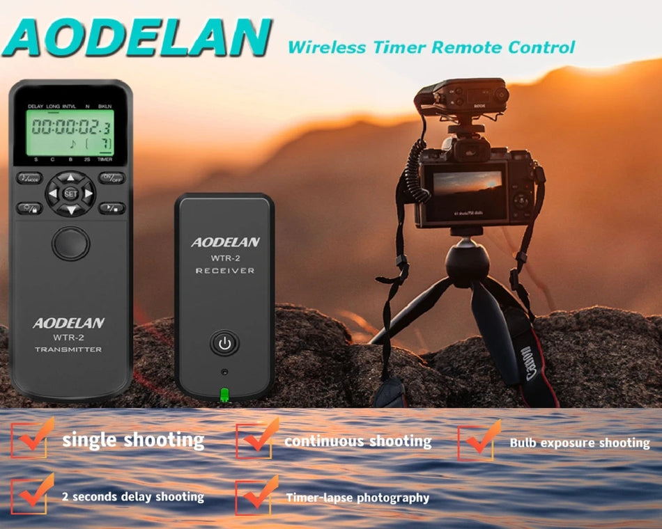 AODELAN Wireless Remote Timer &amp; Trigger for Canon, Nikon, Sony