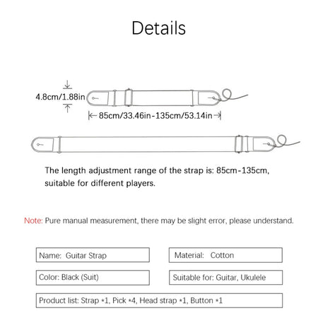 Miwayer 3 Picks Guitar Strap Leather Ends &ndash; Adjustable